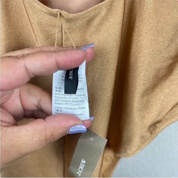 J.Crew Shiny Squareneck One Piece Swimsuit Liquid Bronze Women’s Size 14 - Picture 7 of 8